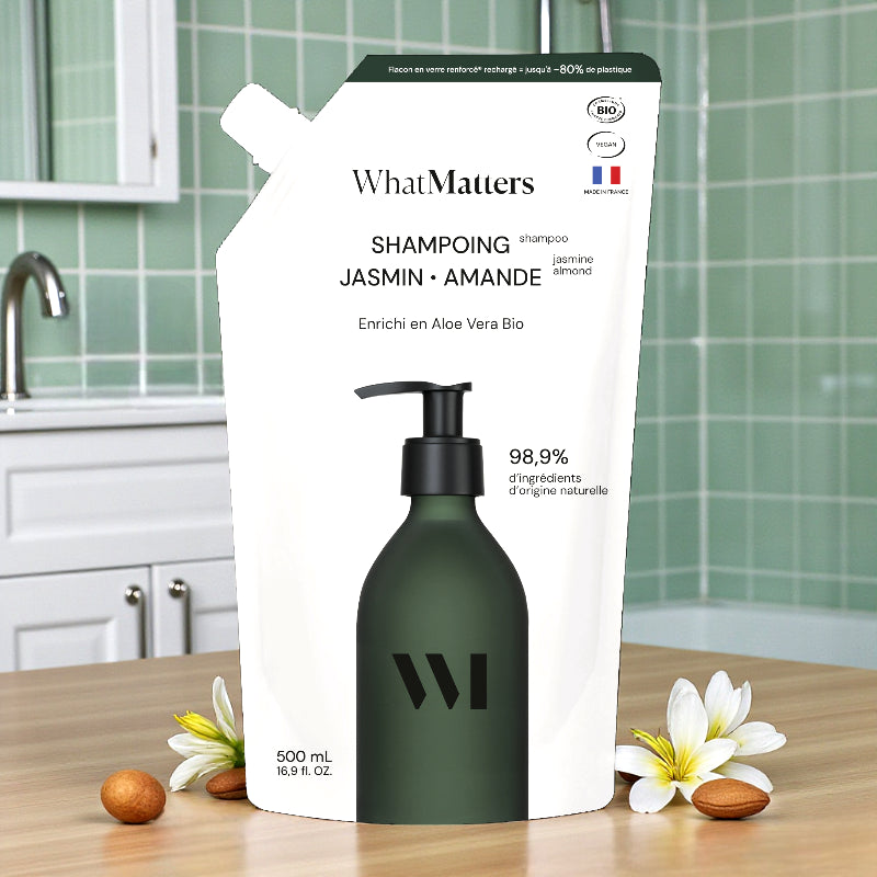Ökologische Nachfüllpackung für Bio-Jasmin-Mandel-Shampoo - 500 ml - What Matters