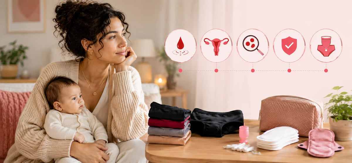 Post-partum et reprise de cycle : lochies, retour de couches, quelles protections par phase
