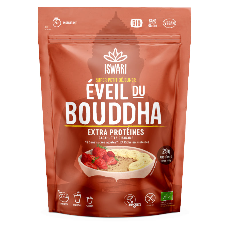 Iswari - Petit déjeuner cru cacahuète & banane BIO 360g