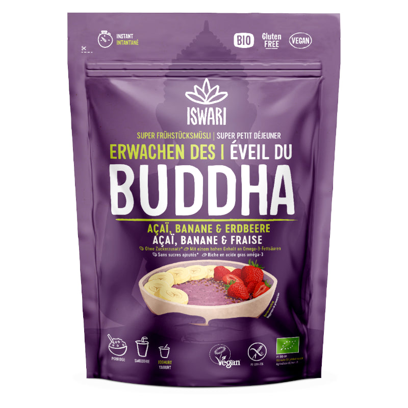 Iswari - Petit déjeuner cru açaï, banane & fraise BIO 360g