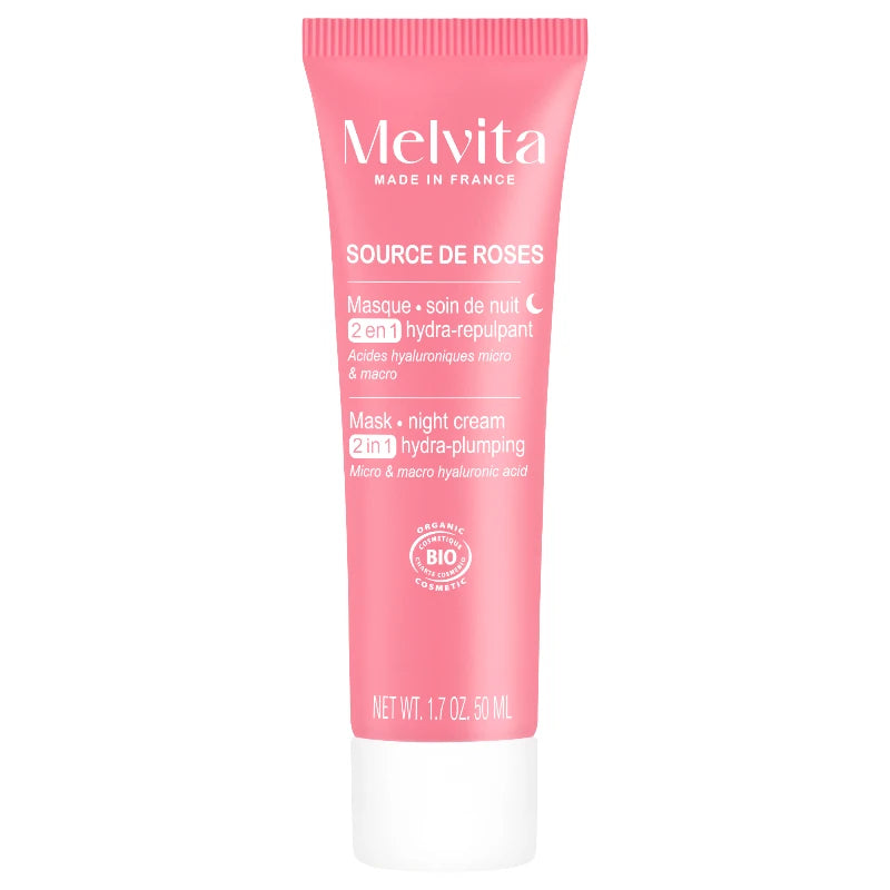 Masque & soin de nuit 2 en 1 hydra repulpant BIO - Source de Roses