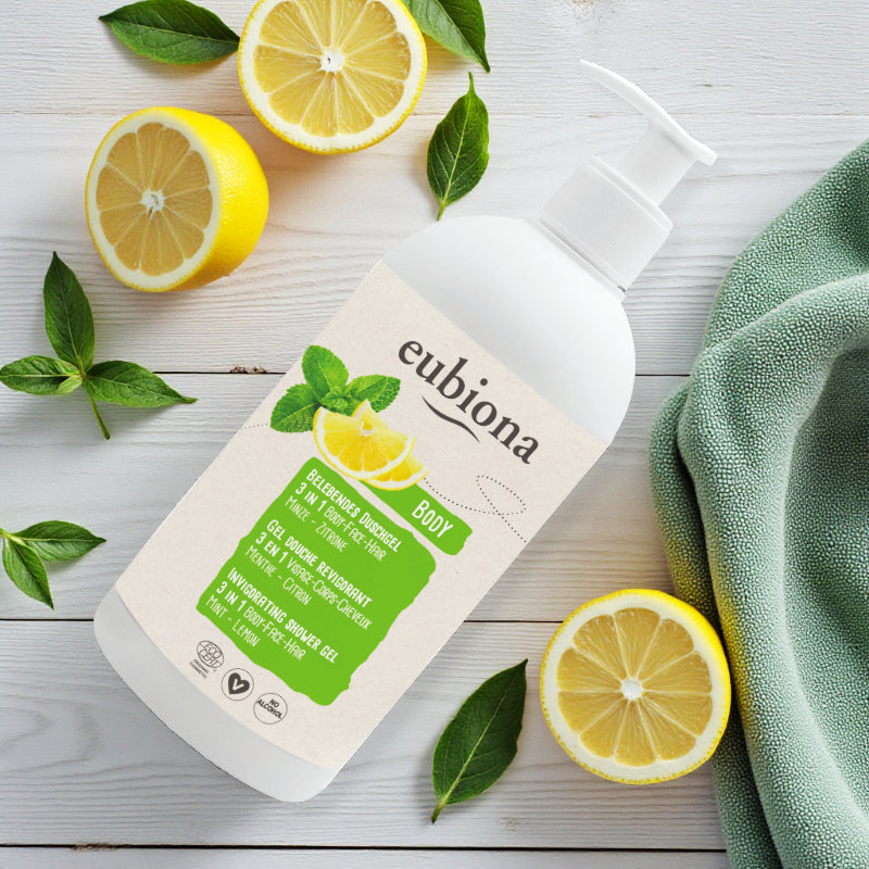 Eubiona - Gel douche revigorant 3 en 1 menthe & citron BIO 500ml