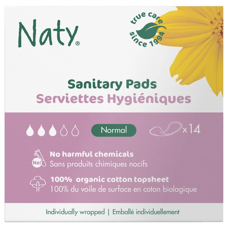 Serviettes hygiéniques bio Naty Normal - flux léger à moyen (14 pièces)