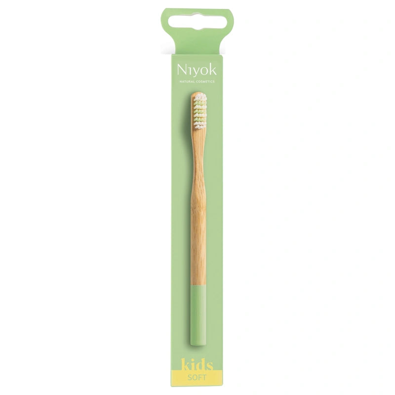 Brosse à dents en bambou enfant vert souple