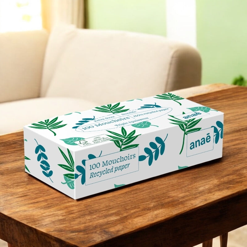Anaé - Schachtel mit 100 Taschentüchern aus Recyclingfasern