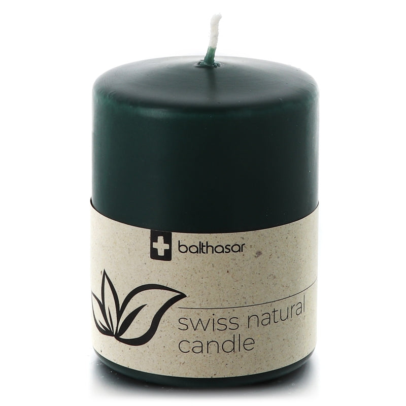 Balthasar - Bougie cylindrique vert foncé en stéarine végétale 70 x 90 mm