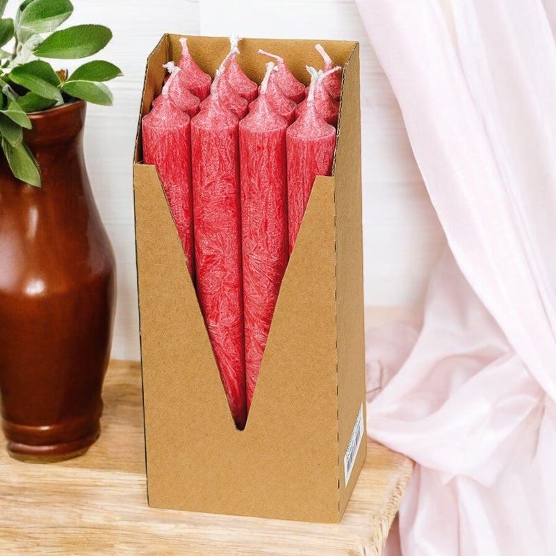 Eubiona - Rote Stabkerzen aus Stearin BIO 22 x 210 mm 12 Stück 12 pièces