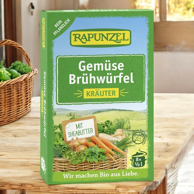 Gemüsebrühe mit Kräutern und Bio-Hefe - 8 Würfel - Rapunzel