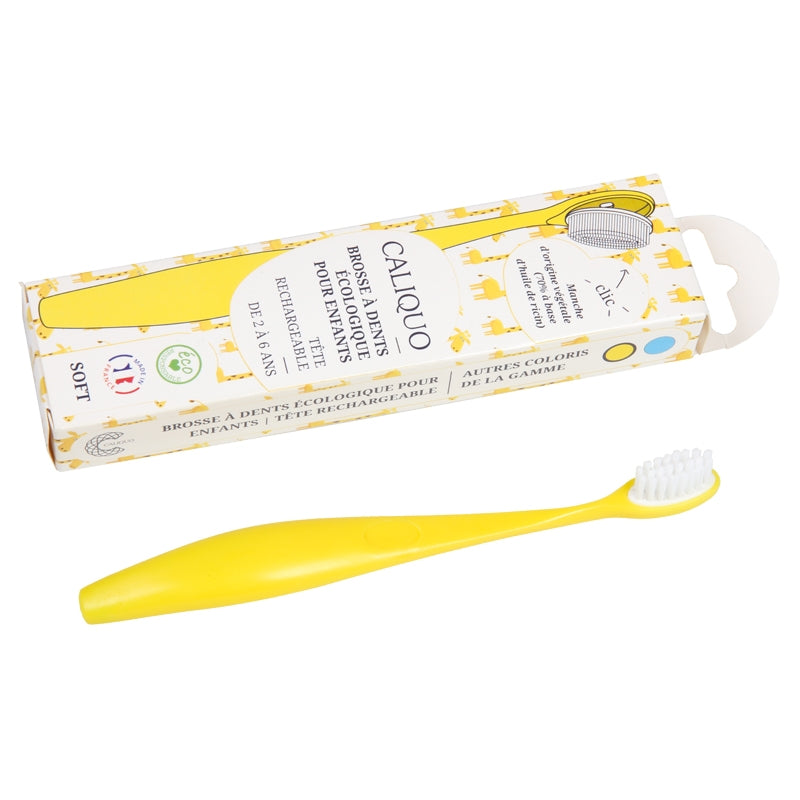 Caliquo - Brosse à dents enfant à tête interchangeable jaune Souple Nylon