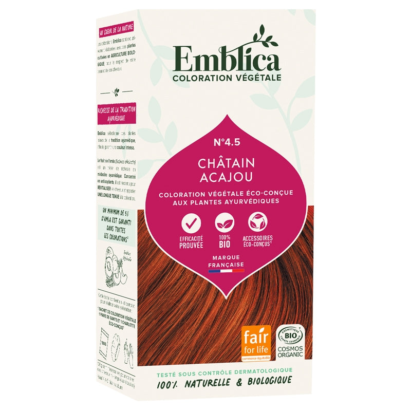 Emblica - Coloration végétale BIO N°4.5 châtain acajou 100g