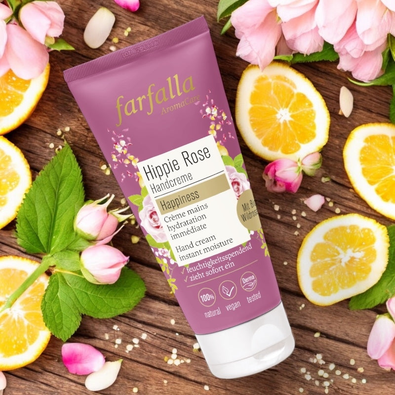 Farfalla - Crème mains BIO rose, iris, vanille & orange 50ml