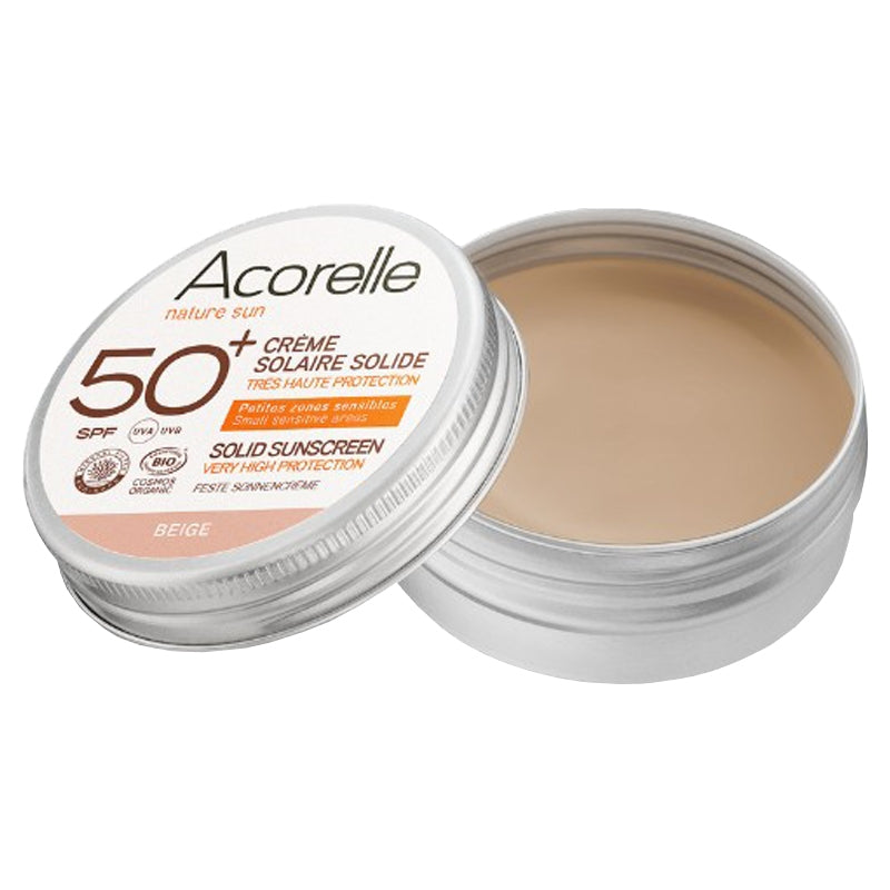 Acorelle - Crème solaire solide bio IP 50+ teintée beige 20g