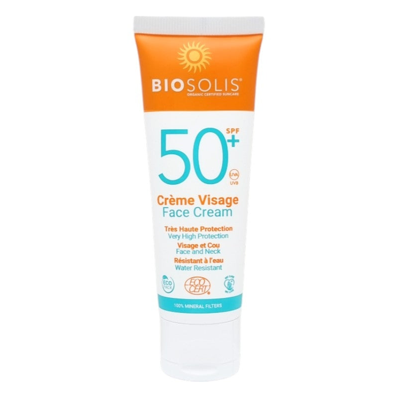 Biosolis - Crème solaire visage & cou BIO IP 50+ aloe vera 50ml