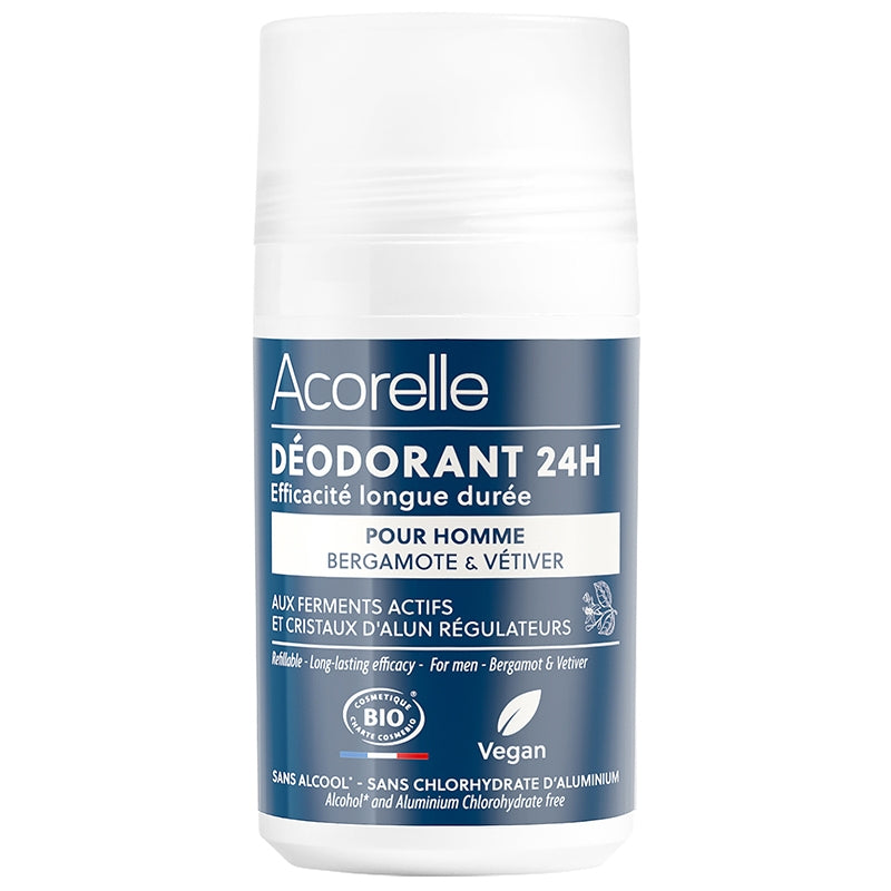 Acorelle - Déodorant bille homme bio sans aluminium bergamote & vétiver 50ml