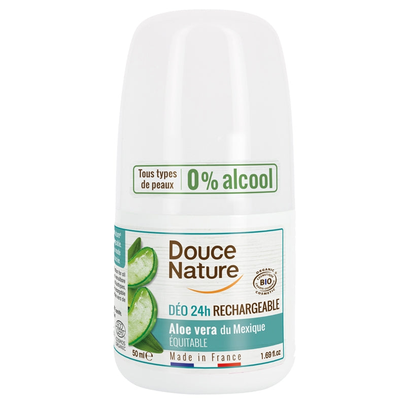 Douce Nature - Déodorant à bille hydratant rechargeable BIO aloe vera 50ml