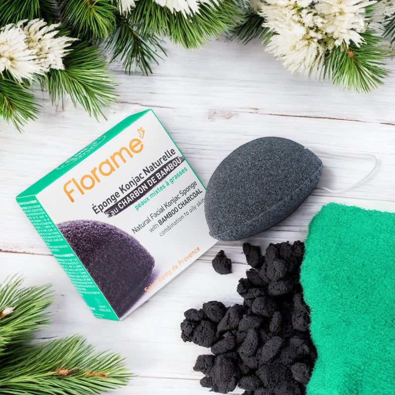 Florame - Éponge Konjac charbon de bambou 1 pièce