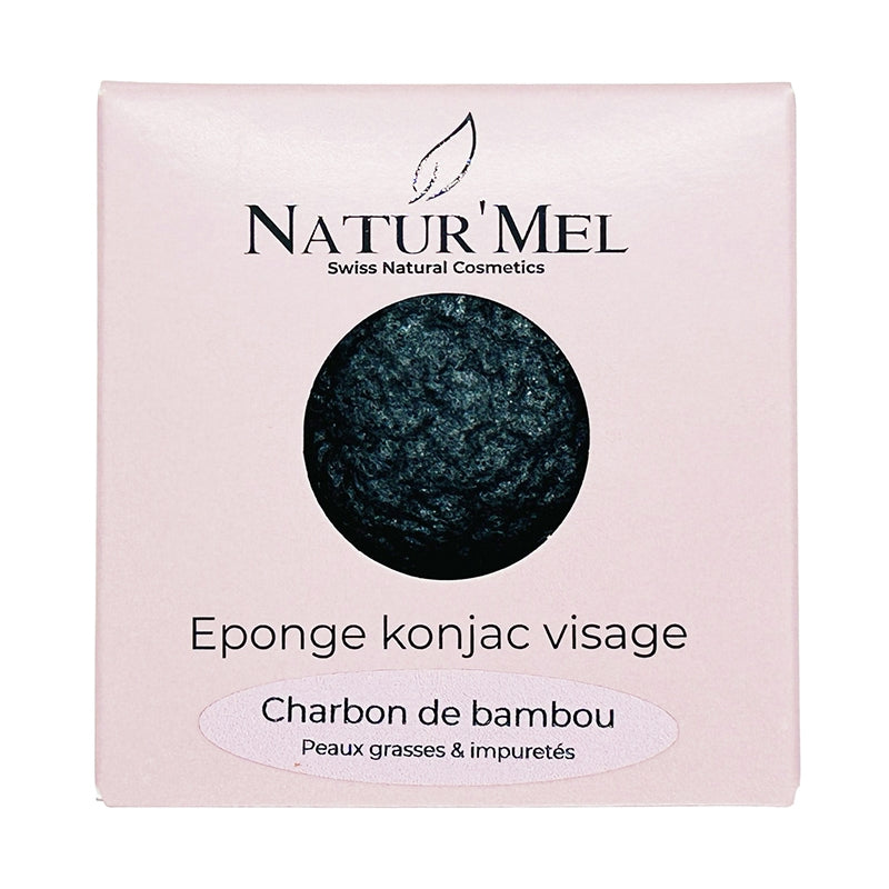 Éponge Konjac visage charbon de bambou