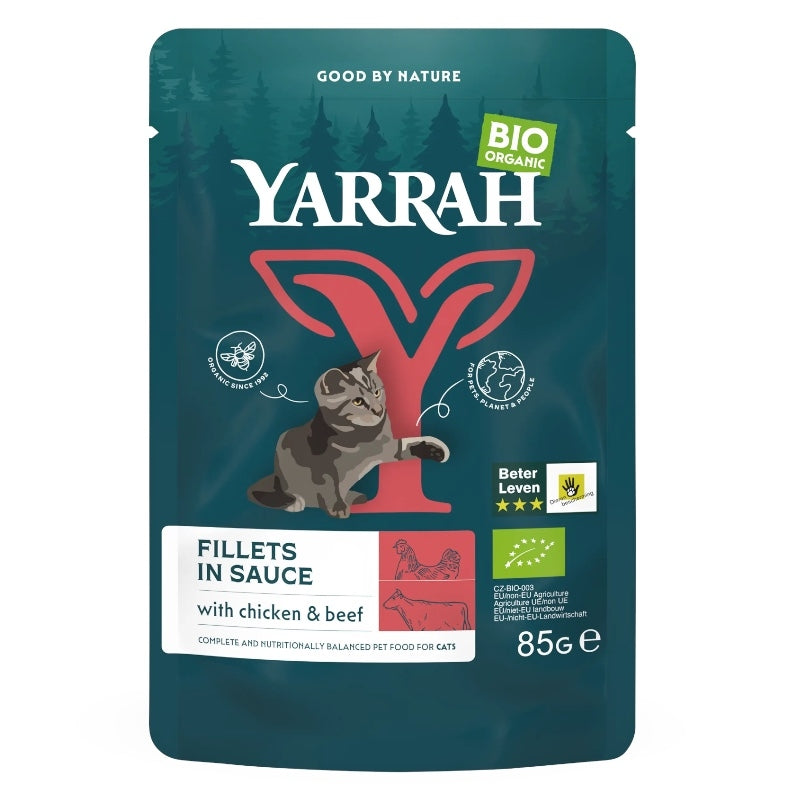 Filets en sauce au bœuf pour chat BIO
