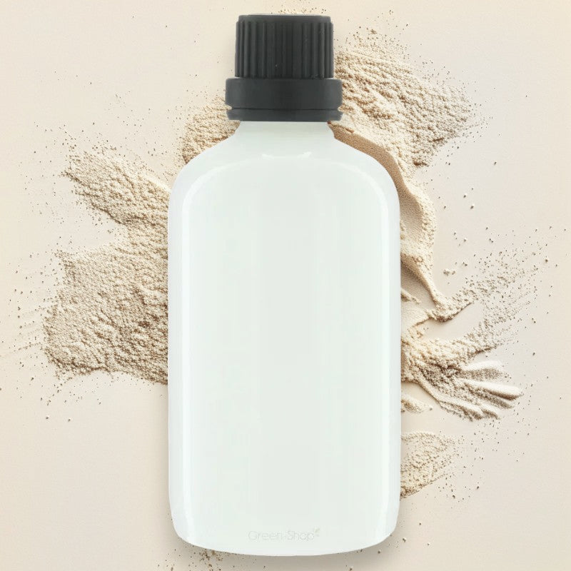 Flacon en verre blanc 100ml avec bouchon-verseur à vis noir et anneau d'inviolabilité - 1 pièce - Potion & Co