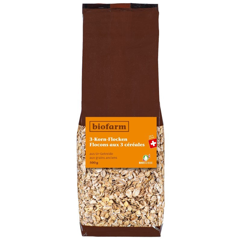 Biofarm - Bio-Schweizer Urgetreide-Dreikornflocken 500g