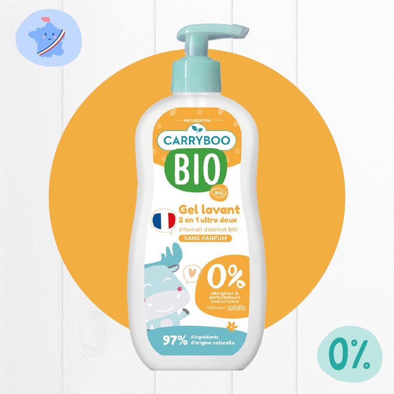 Carryboo - Besonders sanftes 2-in-1 Bio-Aprikosen-Duschgel - 500ml