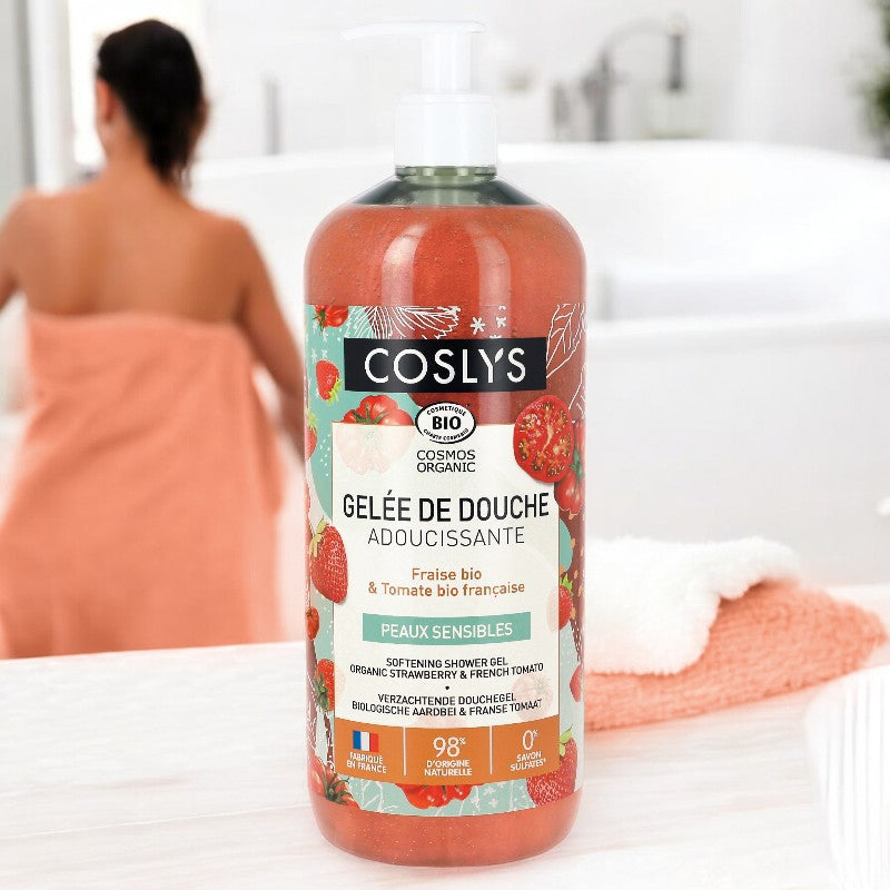 Coslys - Gelée de douche adoucissante BIO fraise & tomate 1l