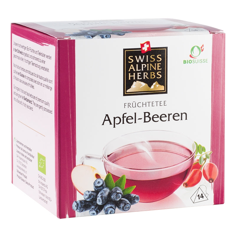 Bio-Apfel-Beeren-Aufguss - 14 Beutel - Schweizer Alpenkräuter