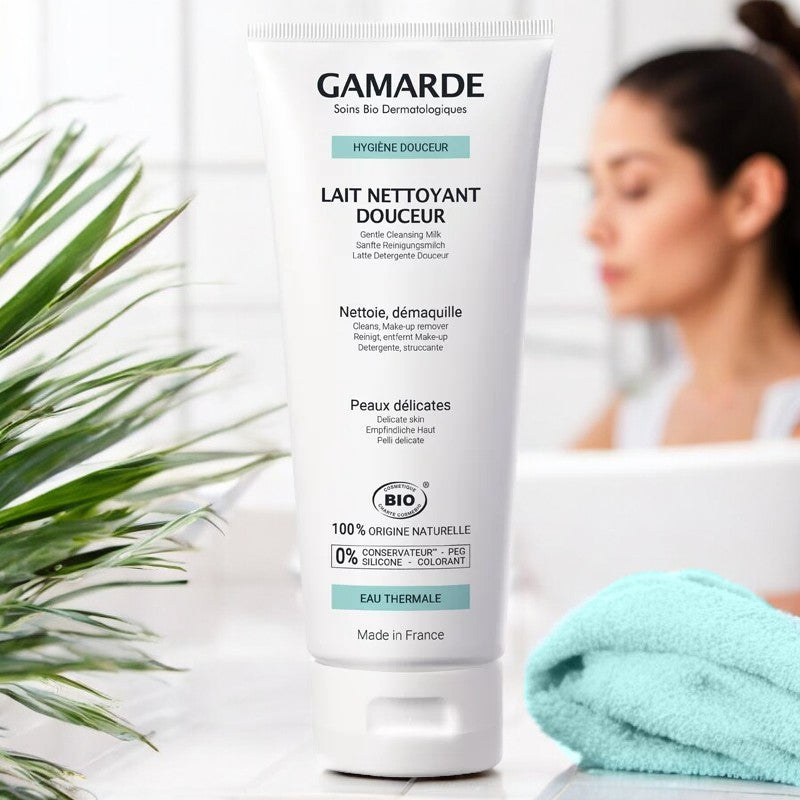 Gamarde - Lait nettoyant douceur BIO - nettoie et démaquille - peaux délicates - 200g