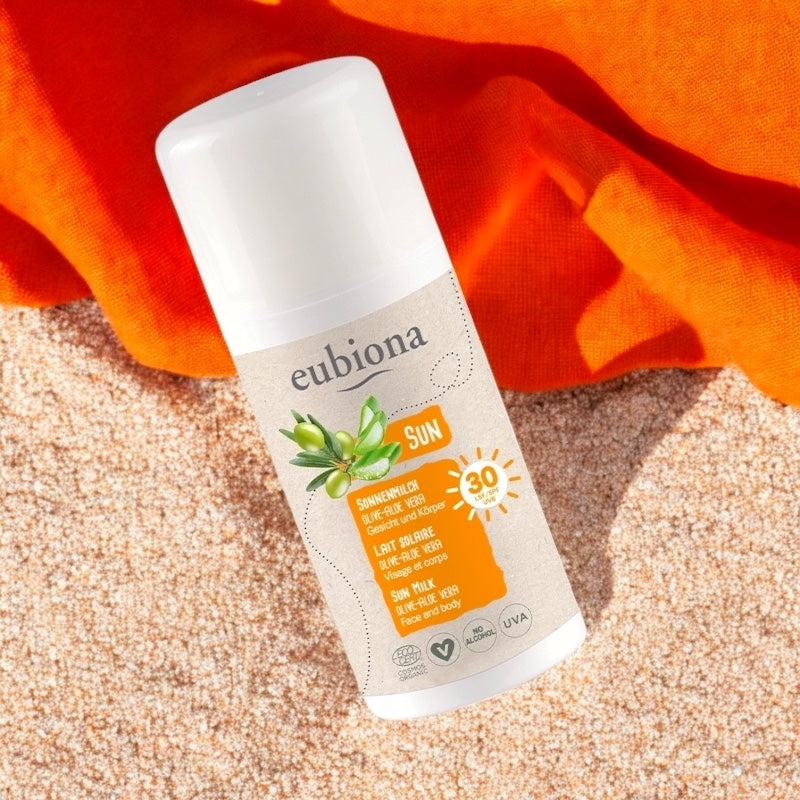 Eubiona - Lait solaire visage & corps IP 30 BIO olive & aloe vera 100ml