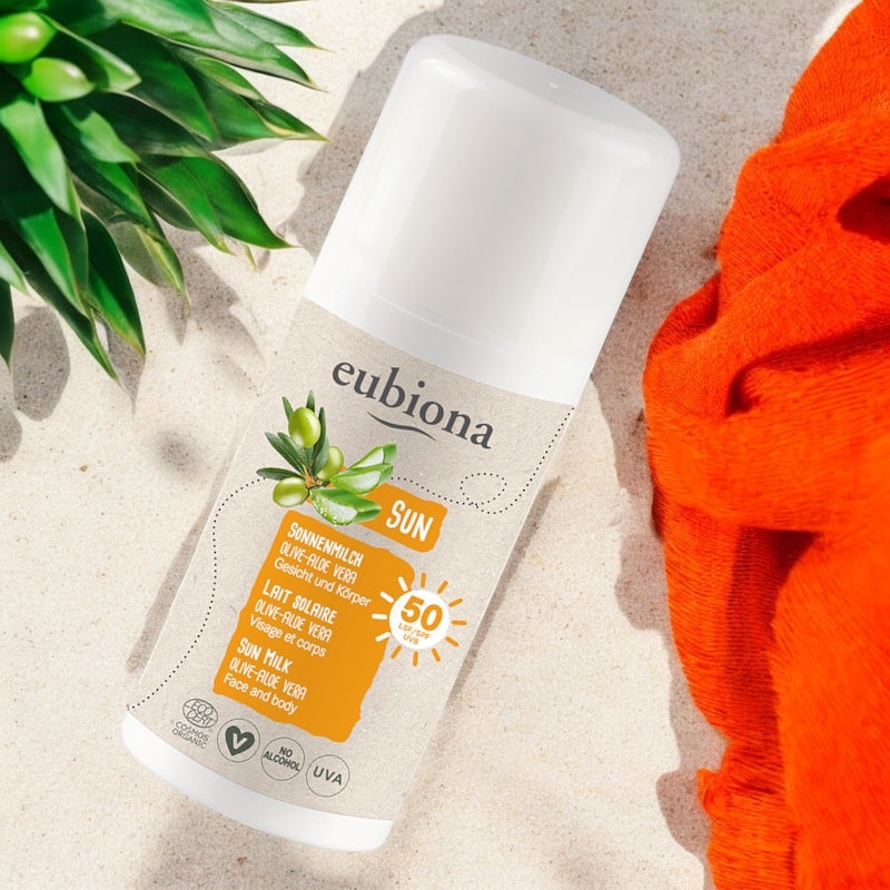 Eubiona - Lait solaire visage & corps IP 50 BIO olive & aloe vera 100ml