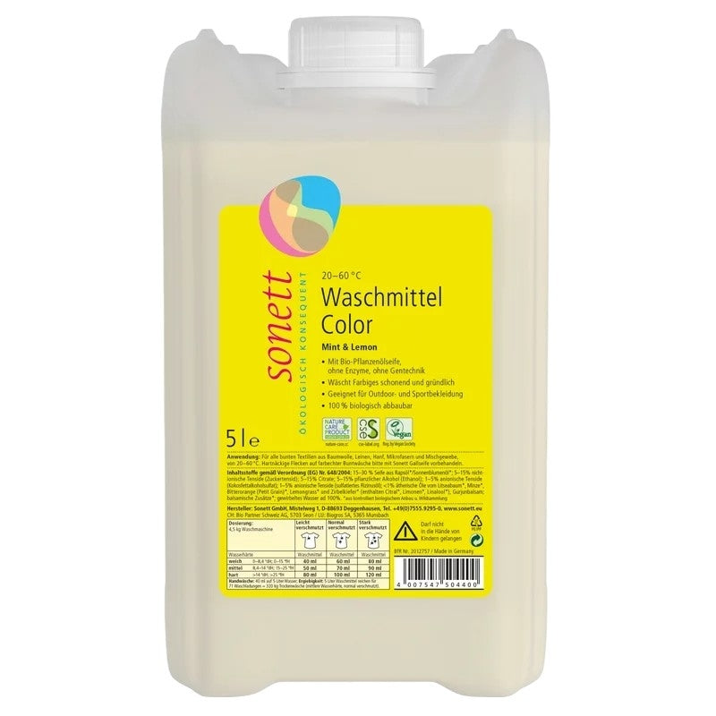Lessive liquide couleur menthe & lemongrass ECO 5l - Sonett