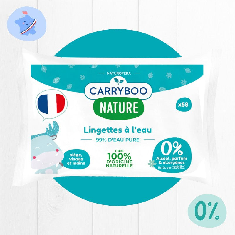 Carryboo - Lingettes à l'eau pure naturel calendula 58 pièces