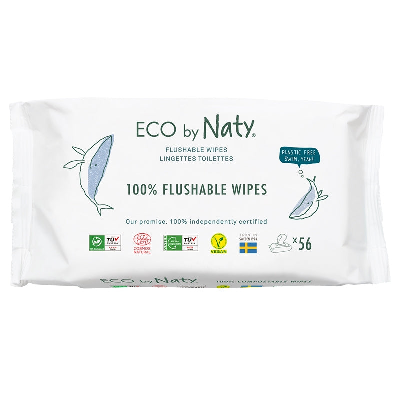 Lingettes biodégradables bébé & WC sans parfum 56 pièces | Naty