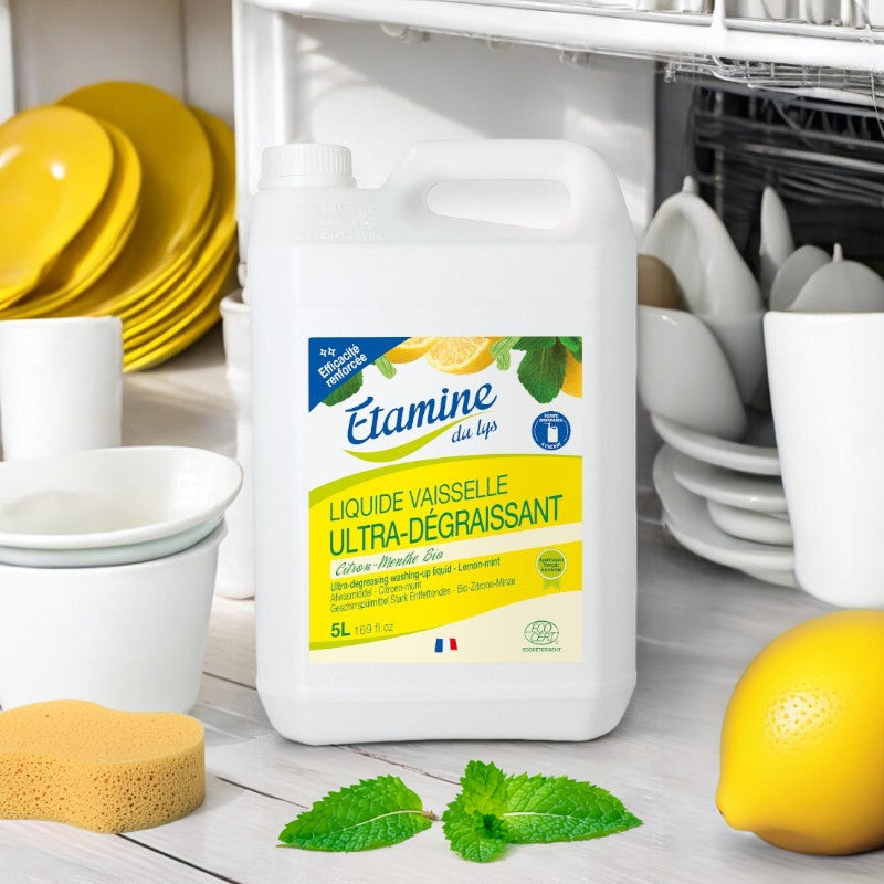 Etamine du Lys - Umweltfreundliches, fettlösendes Geschirrspülmittel mit Zitronen- und Minzduft - 5l 5l