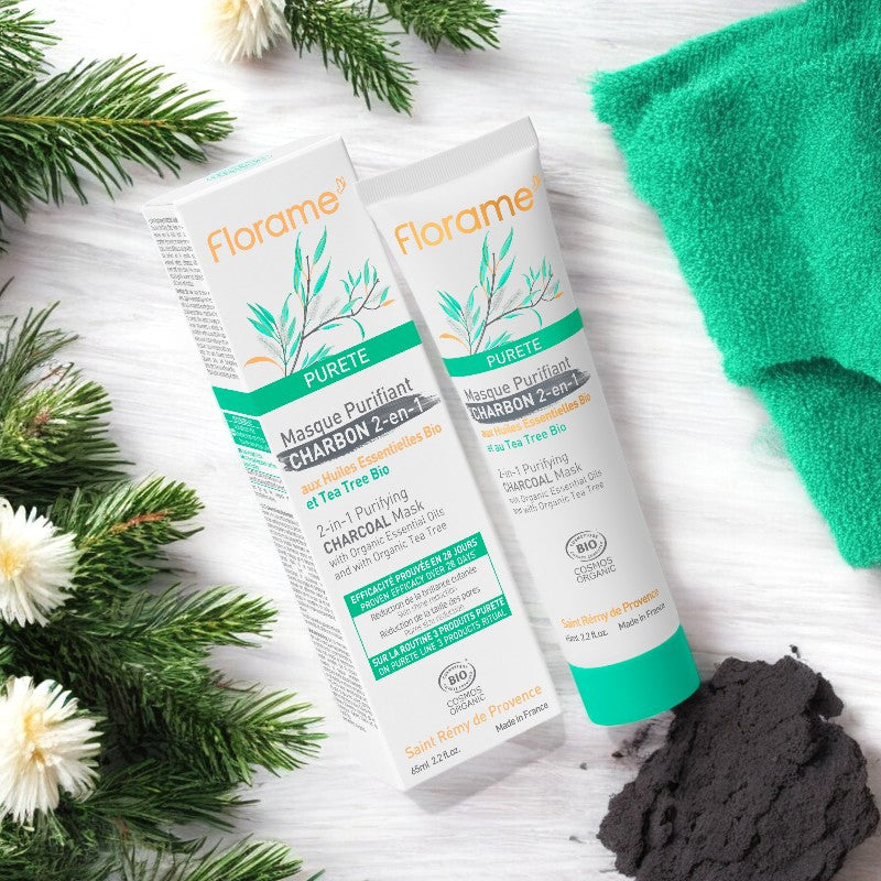 Florame - Masque purifiant 2 en 1 BIO charbon & tea tree 65ml