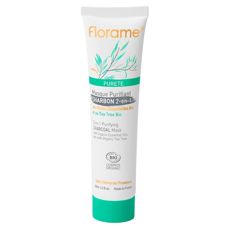 Florame - Masque purifiant 2 en 1 BIO charbon & tea tree 65ml