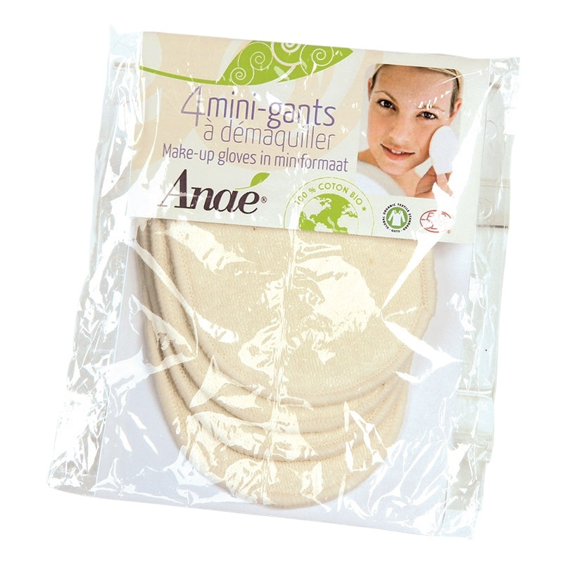 Anaé - Mini gants à démaquiller lavables en coton BIO 4 pièces