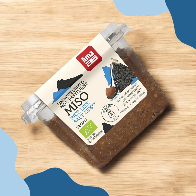 Bio-Miso aus unpasteurisiertem Reis mit 25 % weniger Salz - 300 g - Lima
