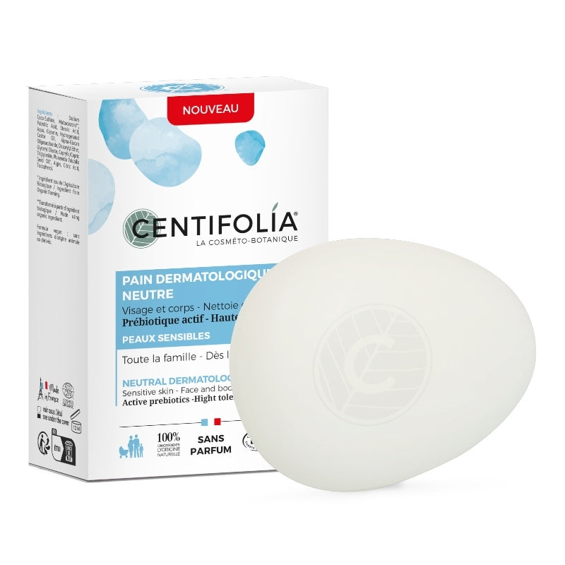 Centifolia - Neutrale dermatologische rückfettende Seife ohne Parfüm BIO 85g
