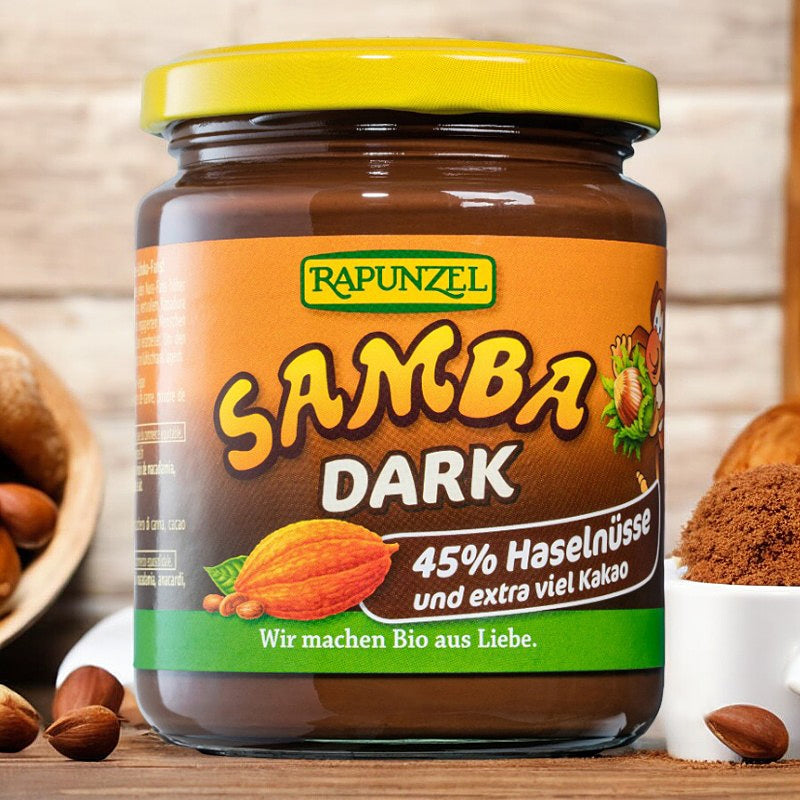Pâte à tartiner aux noisettes & au cacao Samba Dark BIO