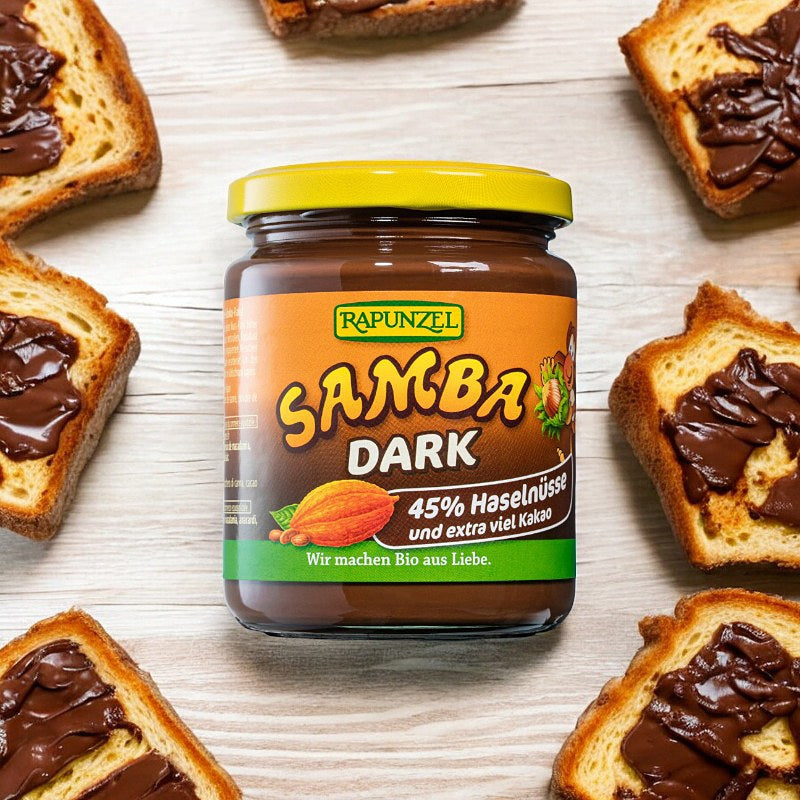 Pâte à tartiner aux noisettes & au cacao Samba Dark BIO
