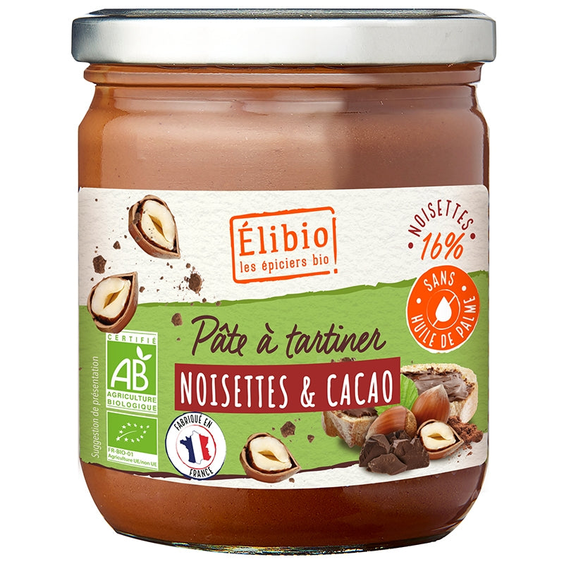 Elibio - Pâte à tartiner noisettes et cacao BIO 400g