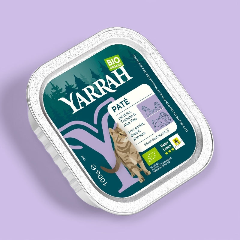 Bio-Hühner- und Putenpastete mit Aloe Vera für Katzen - 100 g - Yarrah