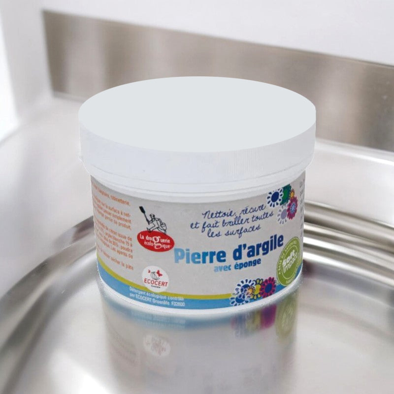 Pierre d'argile avec éponge 500g - La Droguerie Écologique