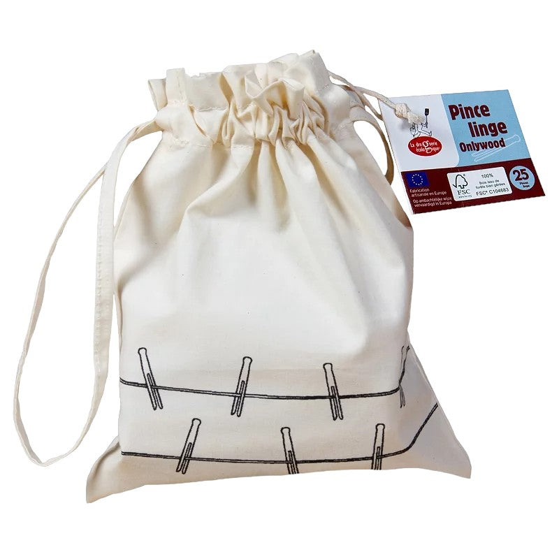 Pinces à linge Onlywood avec sac