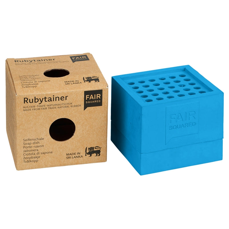 Fair Squared - Porte-savon en caoutchouc naturel bleu 1 pièce