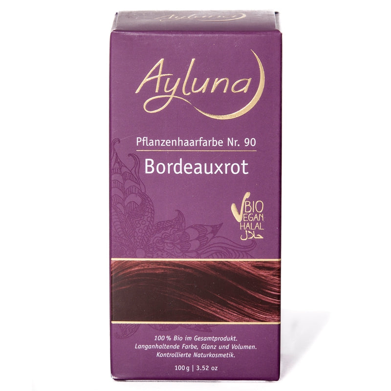 Ayluna - Poudre colorante végétale BIO N°90 rouge bordeaux 100g