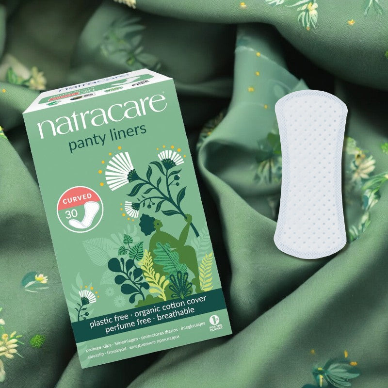 Protège-slips bio Incurvés Natracare - coton GOTS, forme anatomique (30 pièces)