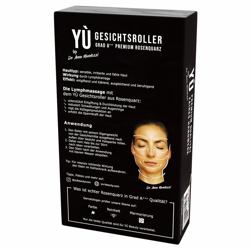 Einfacher Rosenquarz-Gesichtsmassageroller - Yù Beauty
