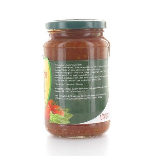 Bio-Tomatensauce mit Auberginen und Oliven - 340 g - Vanadis